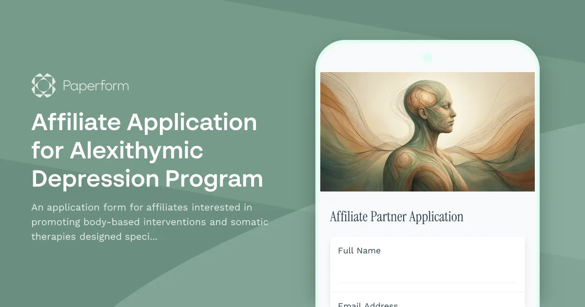 Affiliate Application for Alexithymic Depression Program