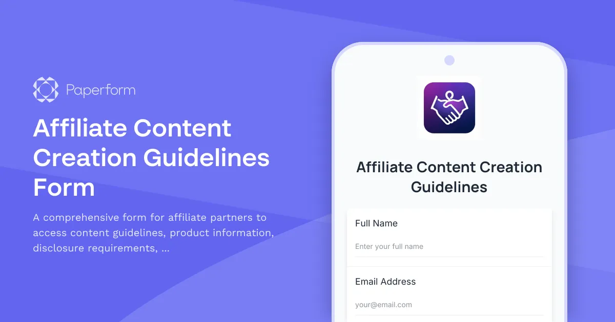Affiliate Content Creation Guidelines Form
