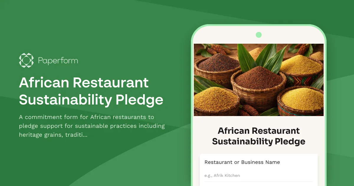 African Restaurant Sustainability Pledge