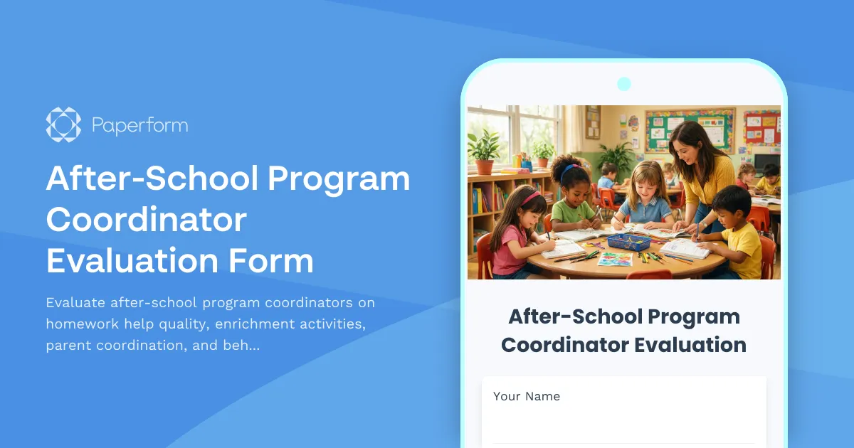 After-School Program Coordinator Evaluation Form