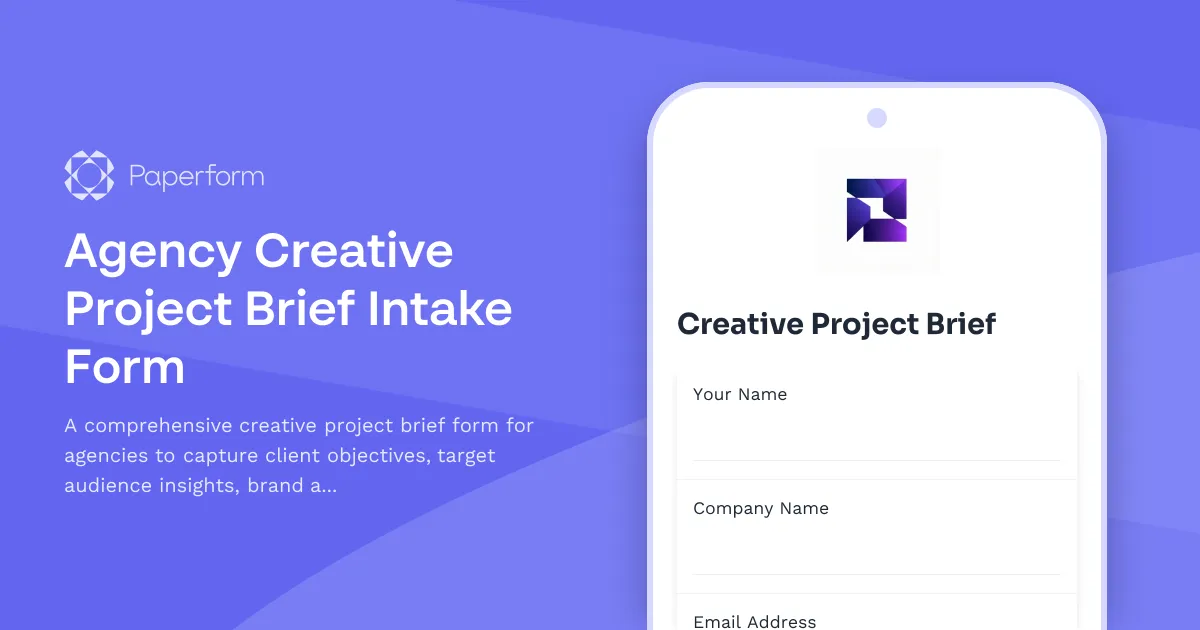Agency Creative Project Brief Intake Form