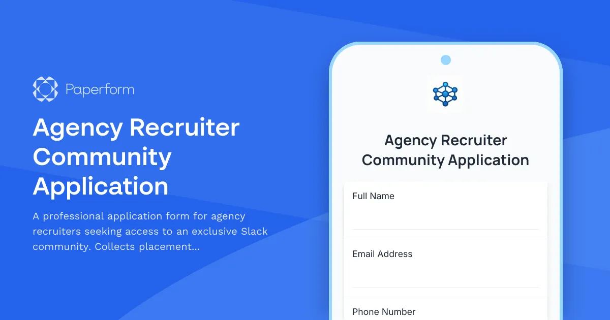 Agency Recruiter Community Application