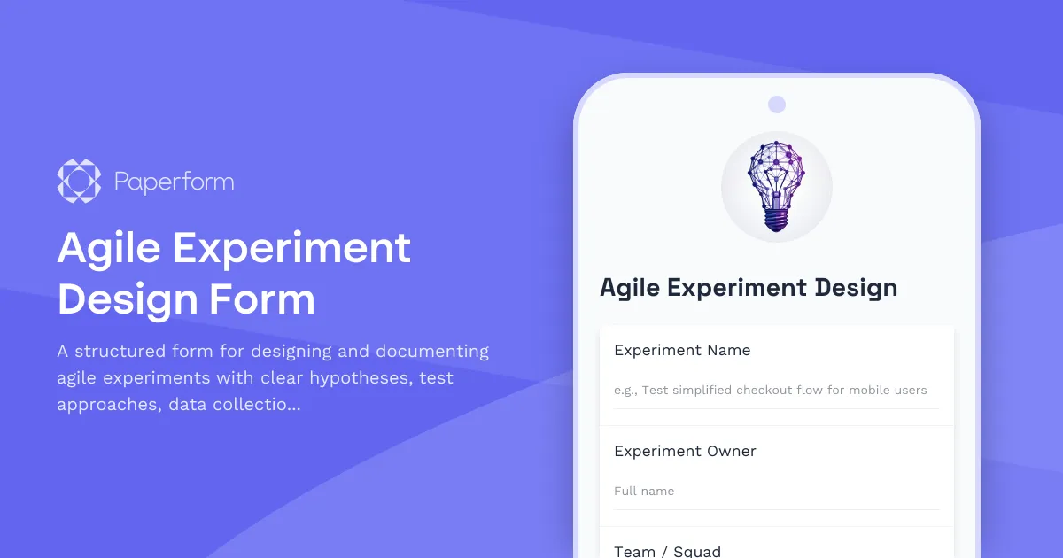 Agile Experiment Design Form
