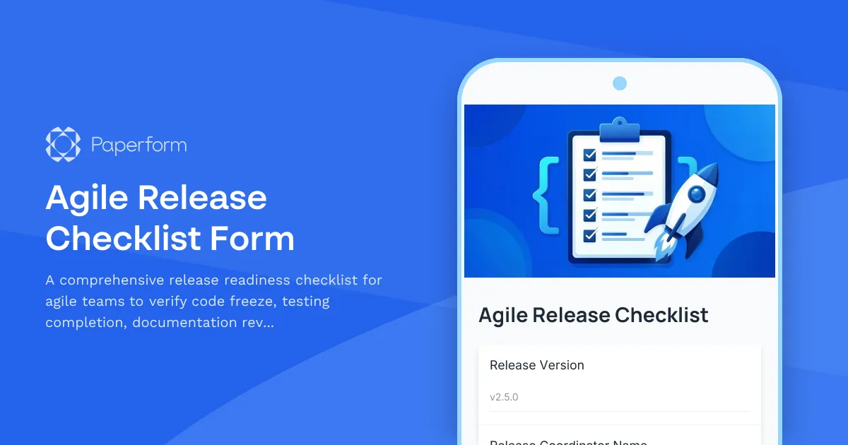 Agile Release Checklist Form