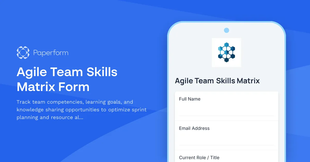 Agile Team Skills Matrix Form