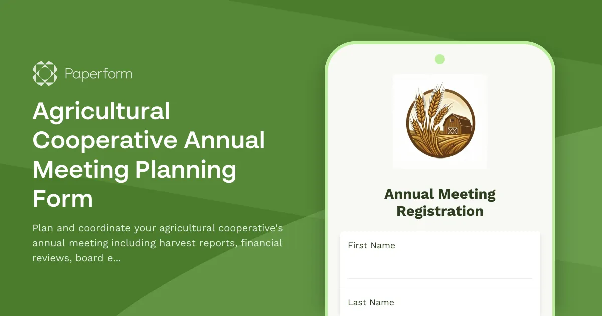 Agricultural Cooperative Annual Meeting Planning Form
