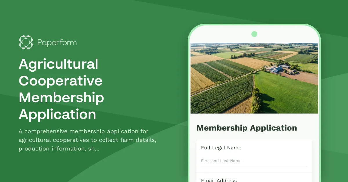 Agricultural Cooperative Membership Application
