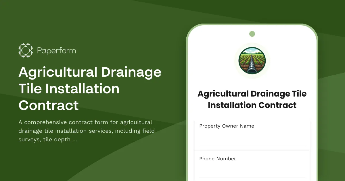 Agricultural Drainage Tile Installation Contract