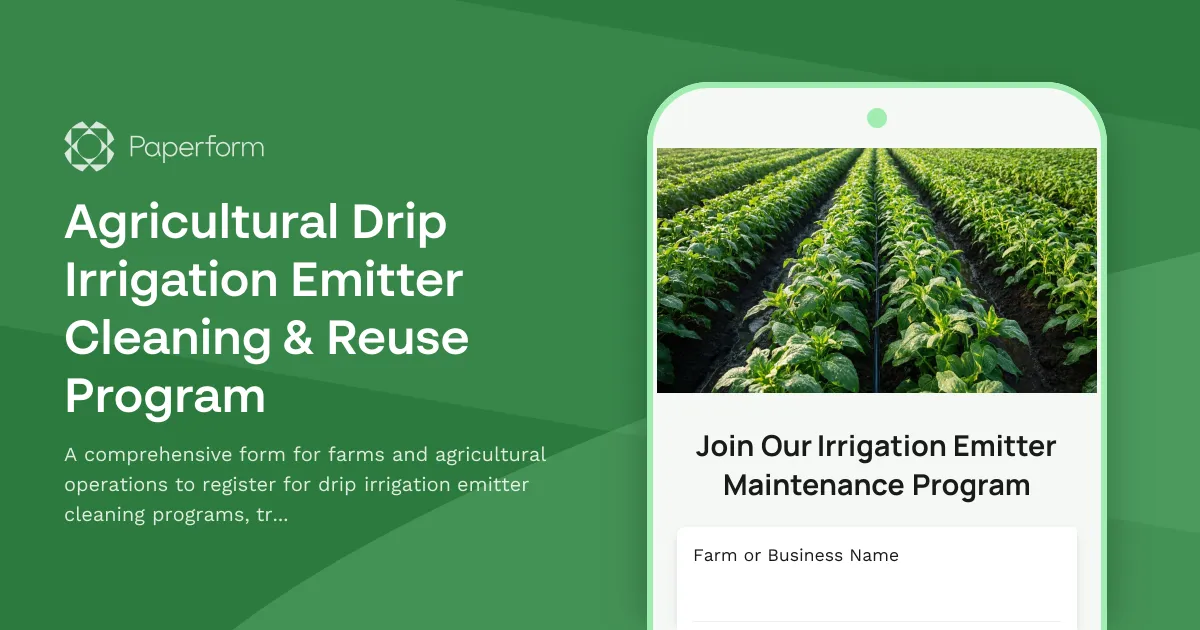 Agricultural Drip Irrigation Emitter Cleaning & Reuse Program