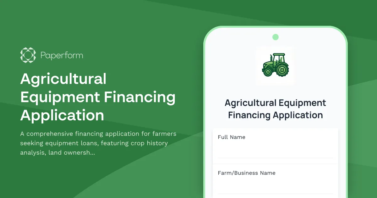 Agricultural Equipment Financing Application