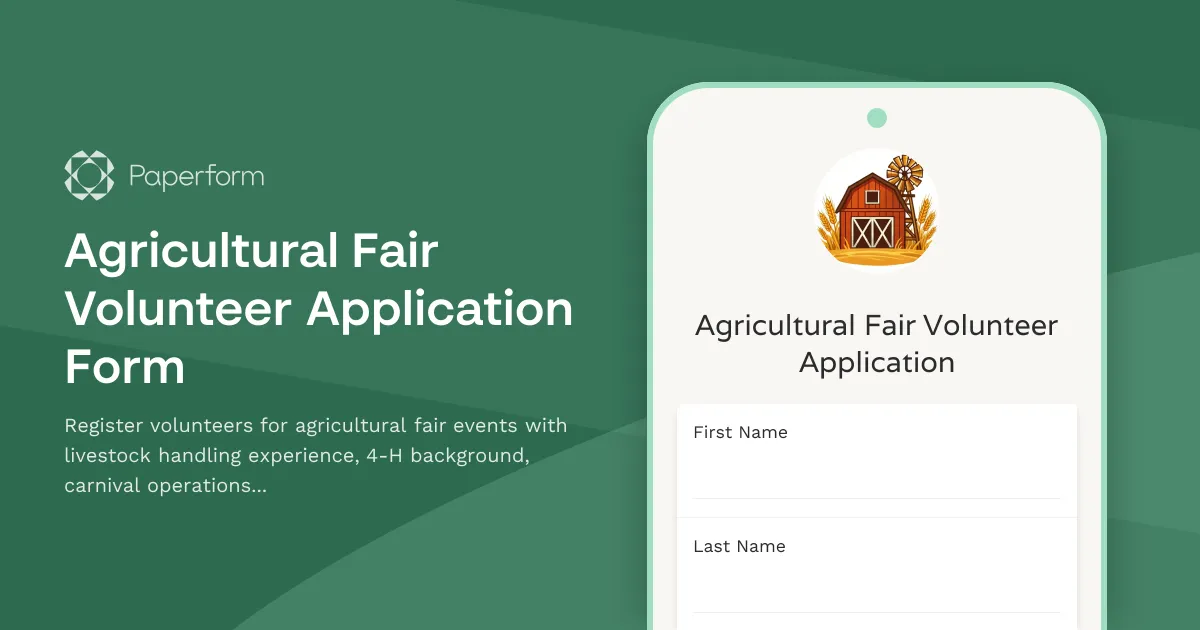Agricultural Fair Volunteer Application Form
