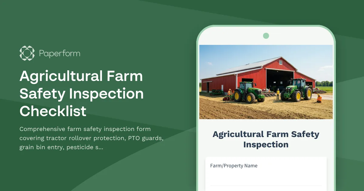 Agricultural Farm Safety Inspection Checklist