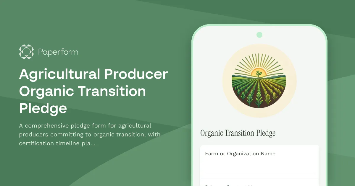 Agricultural Producer Organic Transition Pledge