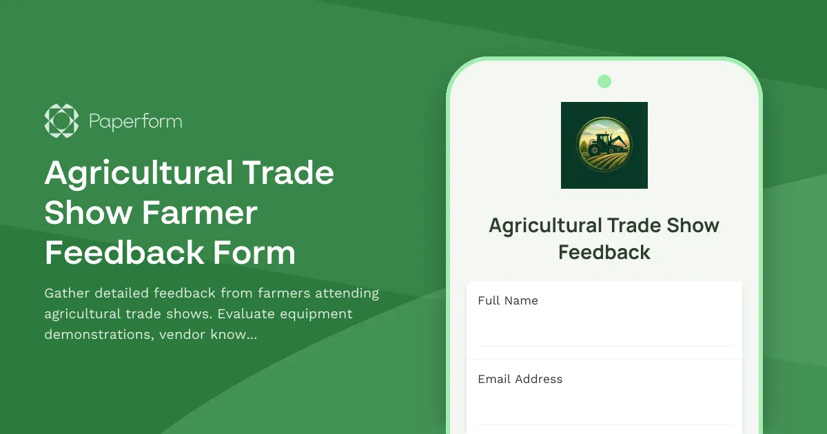 Agricultural Trade Show Farmer Feedback Form