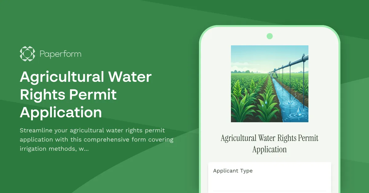 Agricultural Water Rights Permit Application
