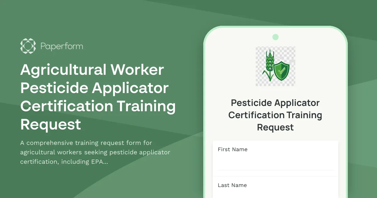 Agricultural Worker Pesticide Applicator Certification Training Request