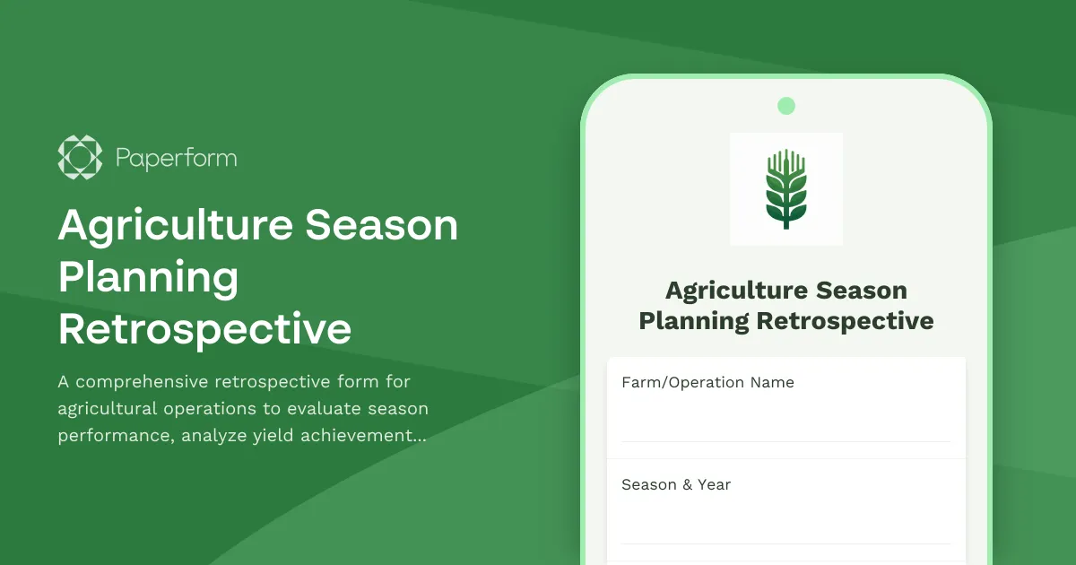 Agriculture Season Planning Retrospective