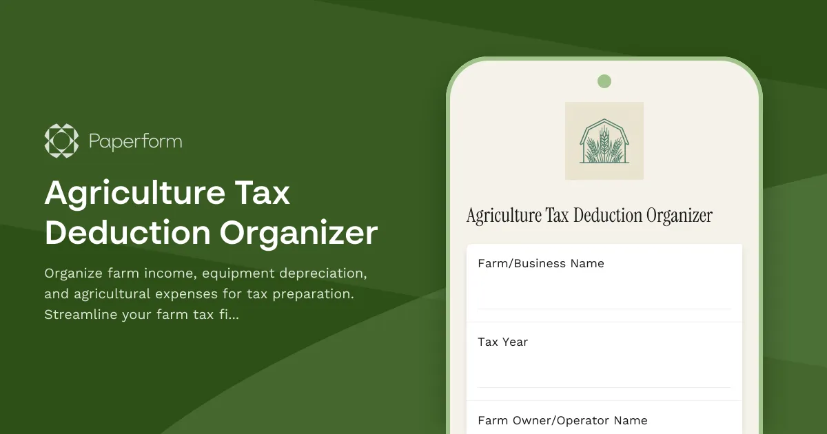 Agriculture Tax Deduction Organizer