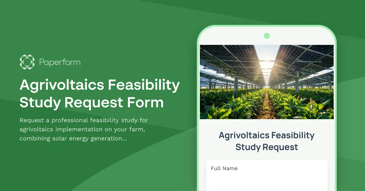 Agrivoltaics Feasibility Study Request Form