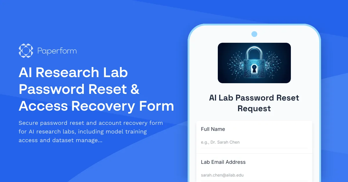 AI Research Lab Password Reset & Access Recovery Form