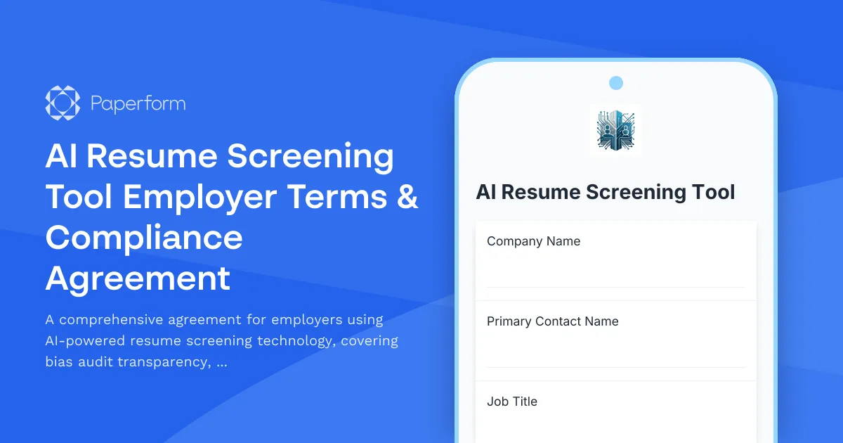 AI Resume Screening Tool Employer Terms & Compliance Agreement