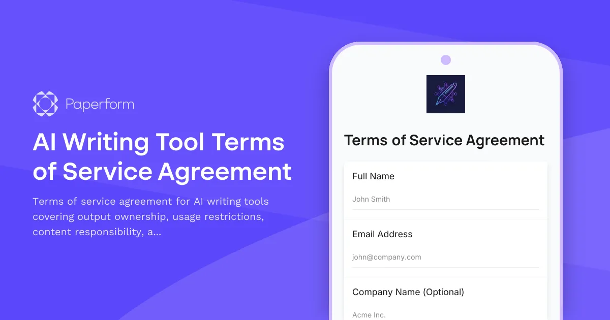 AI Writing Tool Terms of Service Agreement