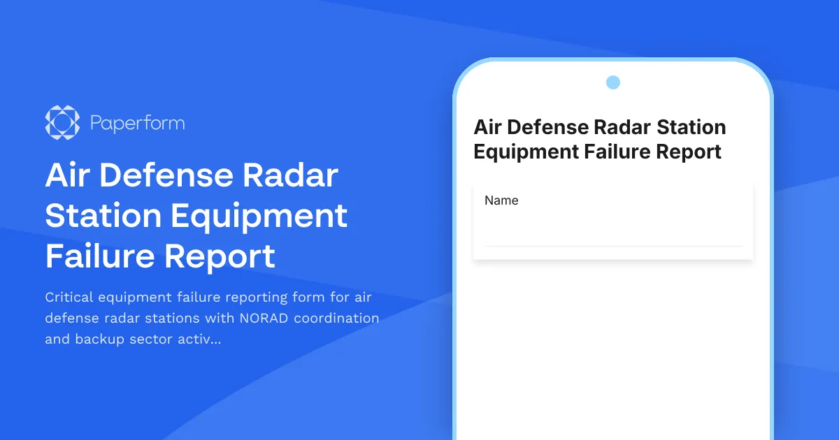 Air Defense Radar Station Equipment Failure Report