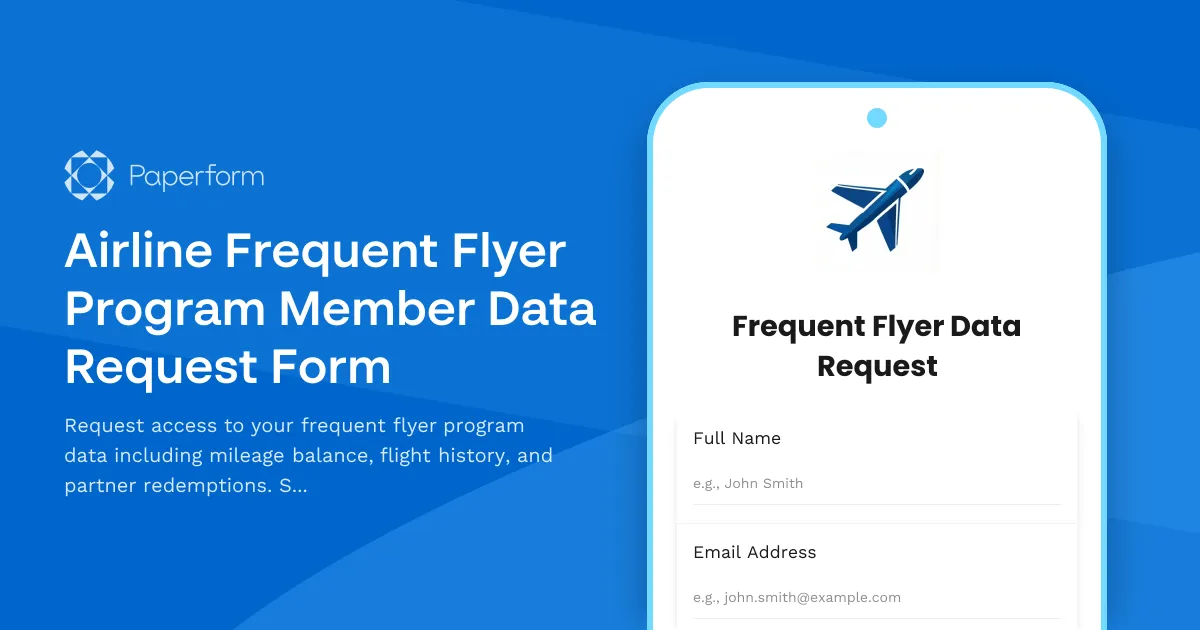 Airline Frequent Flyer Program Member Data Request Form