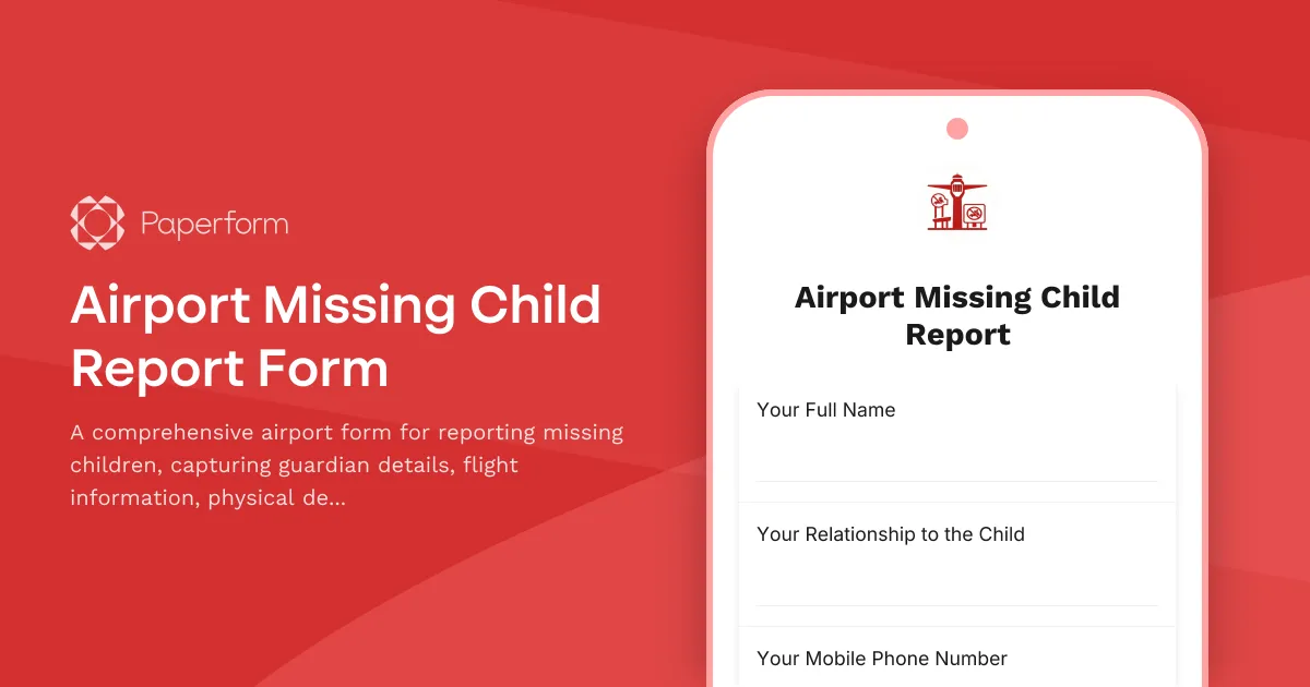Airport Missing Child Report Form