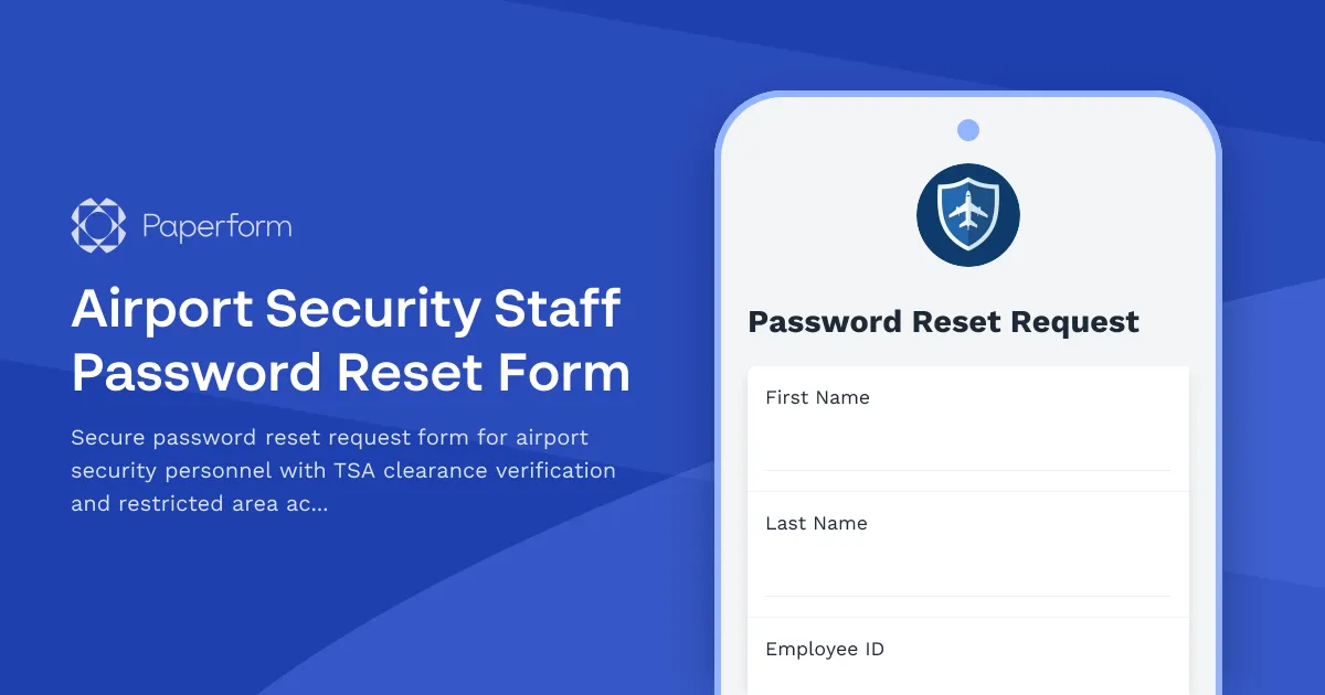 Airport Security Staff Password Reset Form
