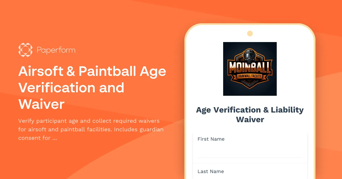 Airsoft & Paintball Age Verification and Waiver