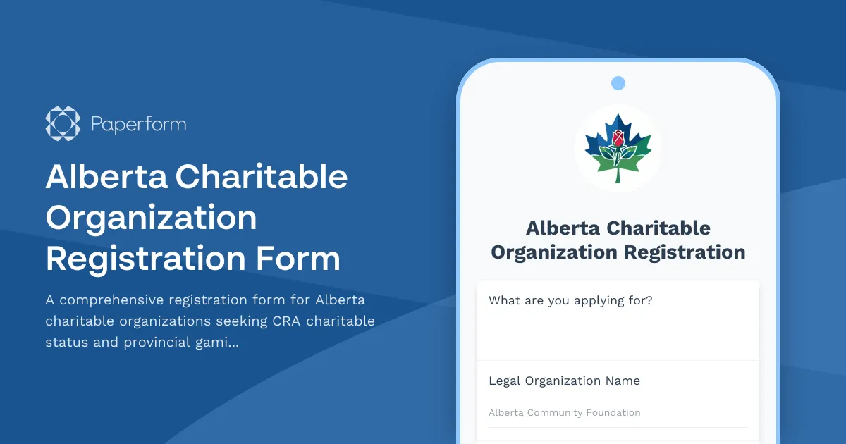 Alberta Charitable Organization Registration Form