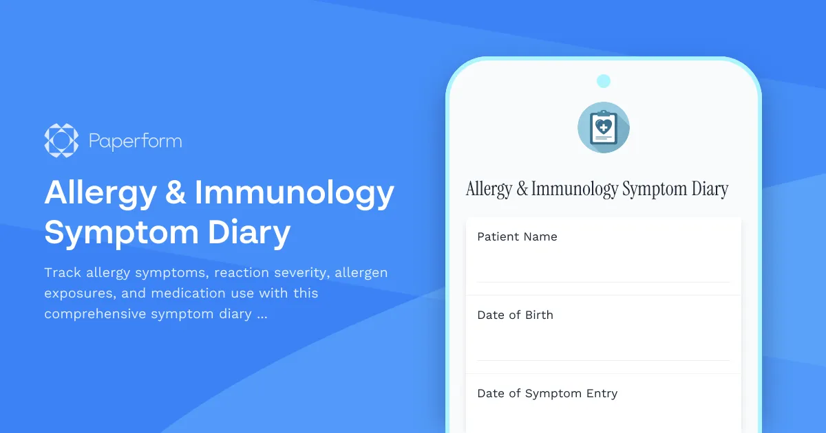 Allergy & Immunology Symptom Diary