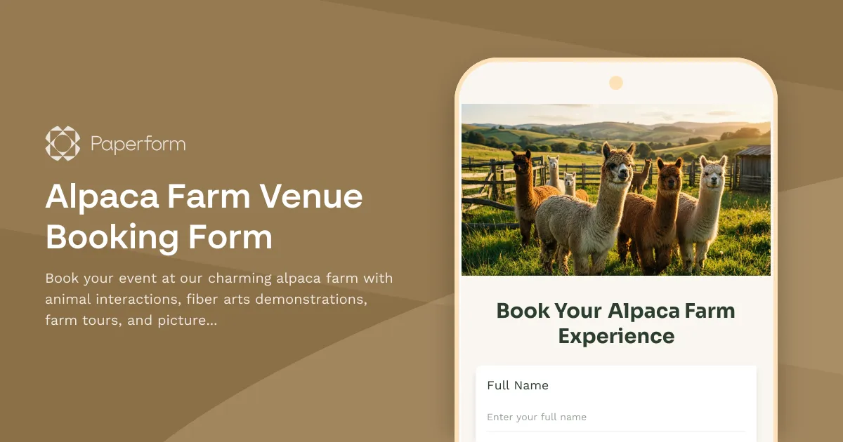 Alpaca Farm Venue Booking Form