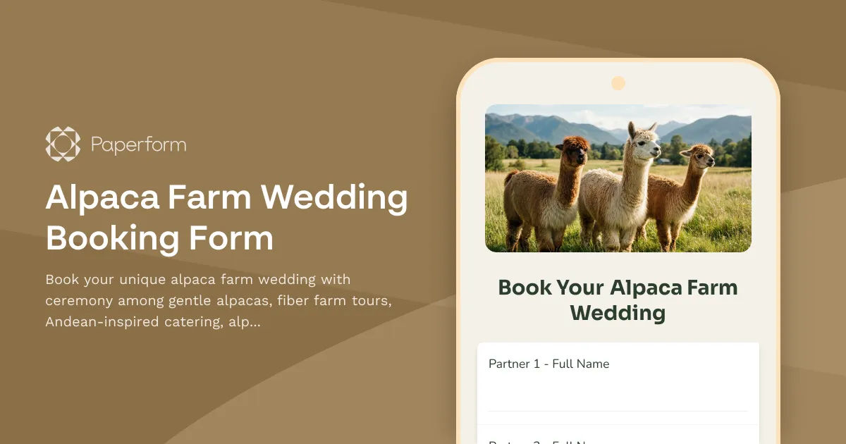 Alpaca Farm Wedding Booking Form