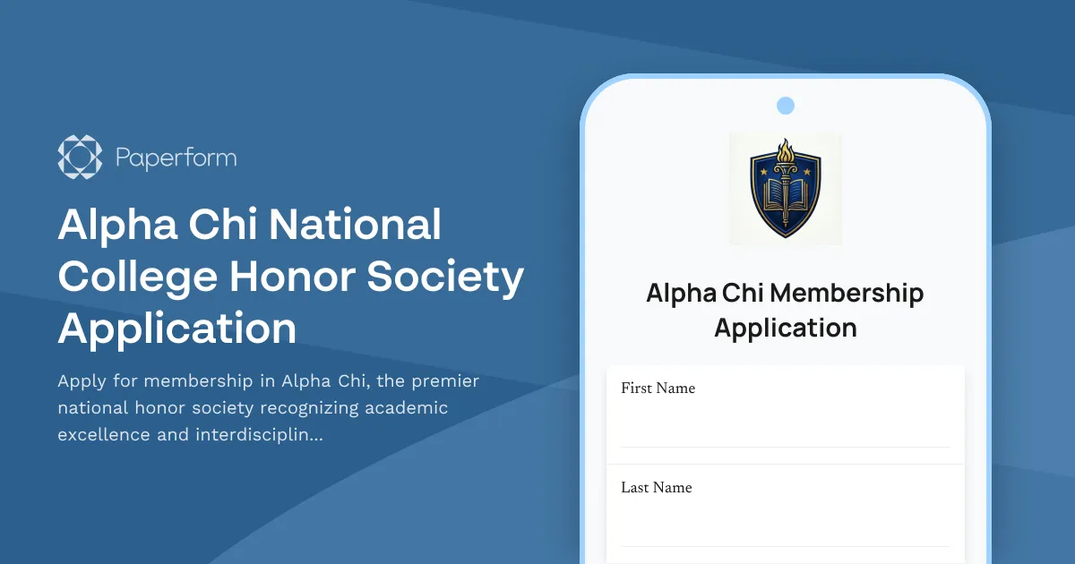 Alpha Chi National College Honor Society Application