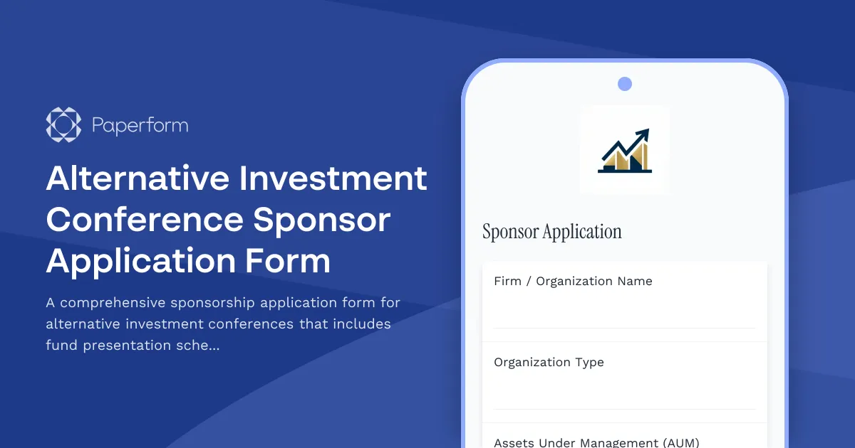 Alternative Investment Conference Sponsor Application Form