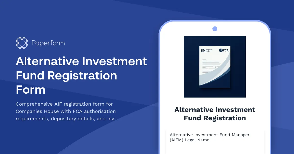 Alternative Investment Fund Registration Form