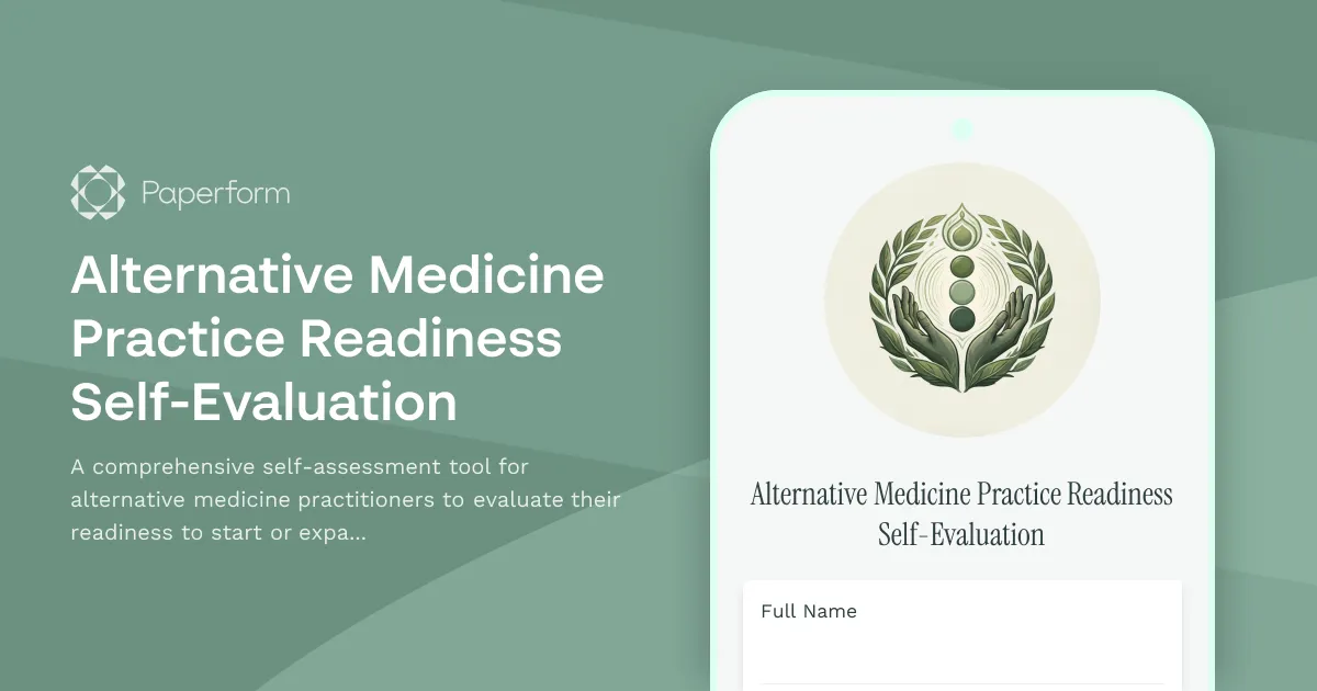 Alternative Medicine Practice Readiness Self-Evaluation