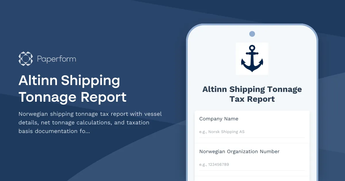 Altinn Shipping Tonnage Report