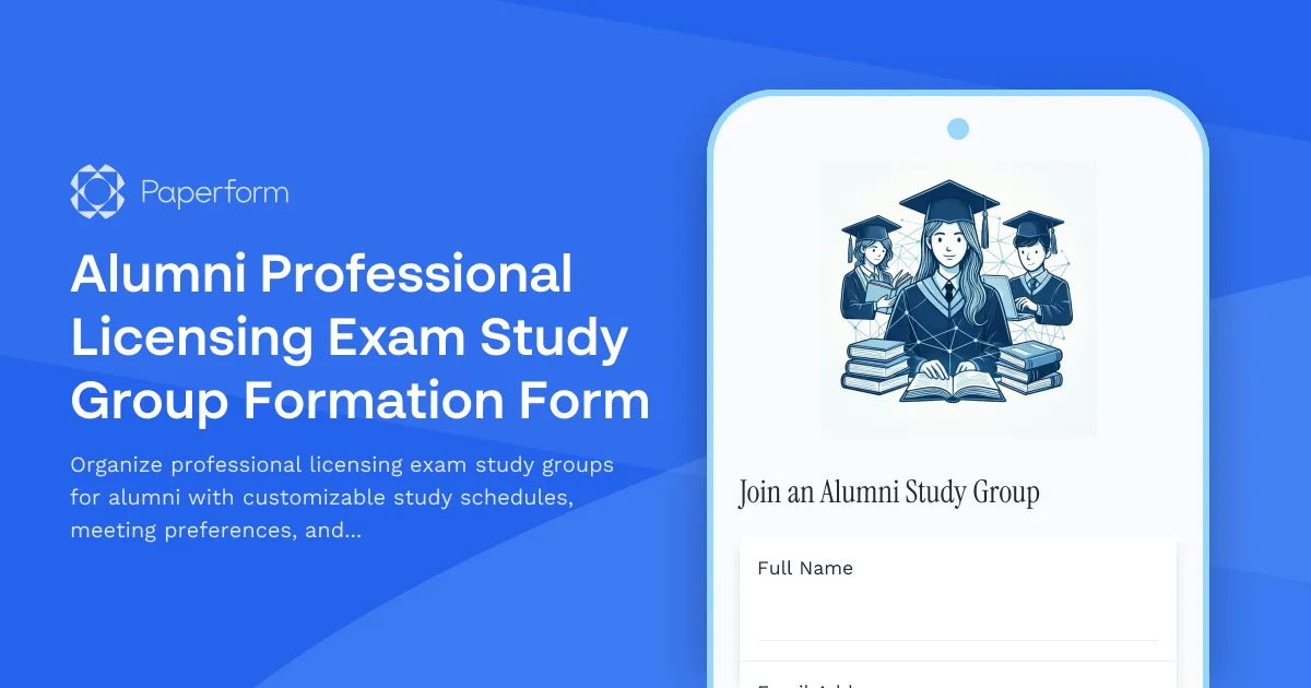 Alumni Professional Licensing Exam Study Group Formation Form