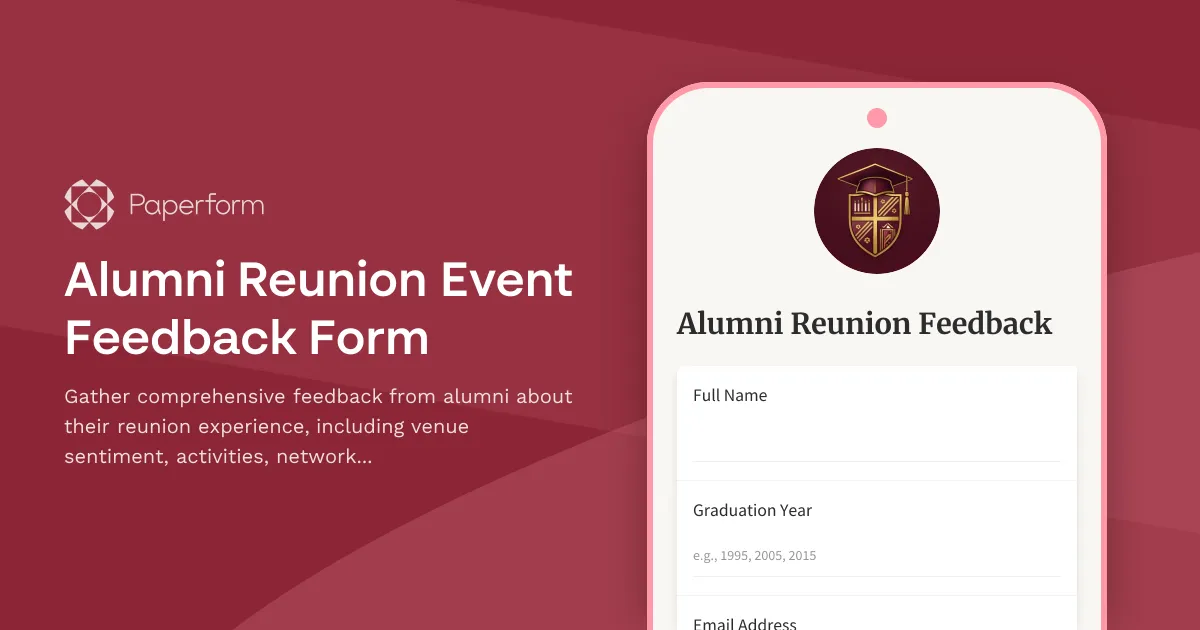 Alumni Reunion Event Feedback Form