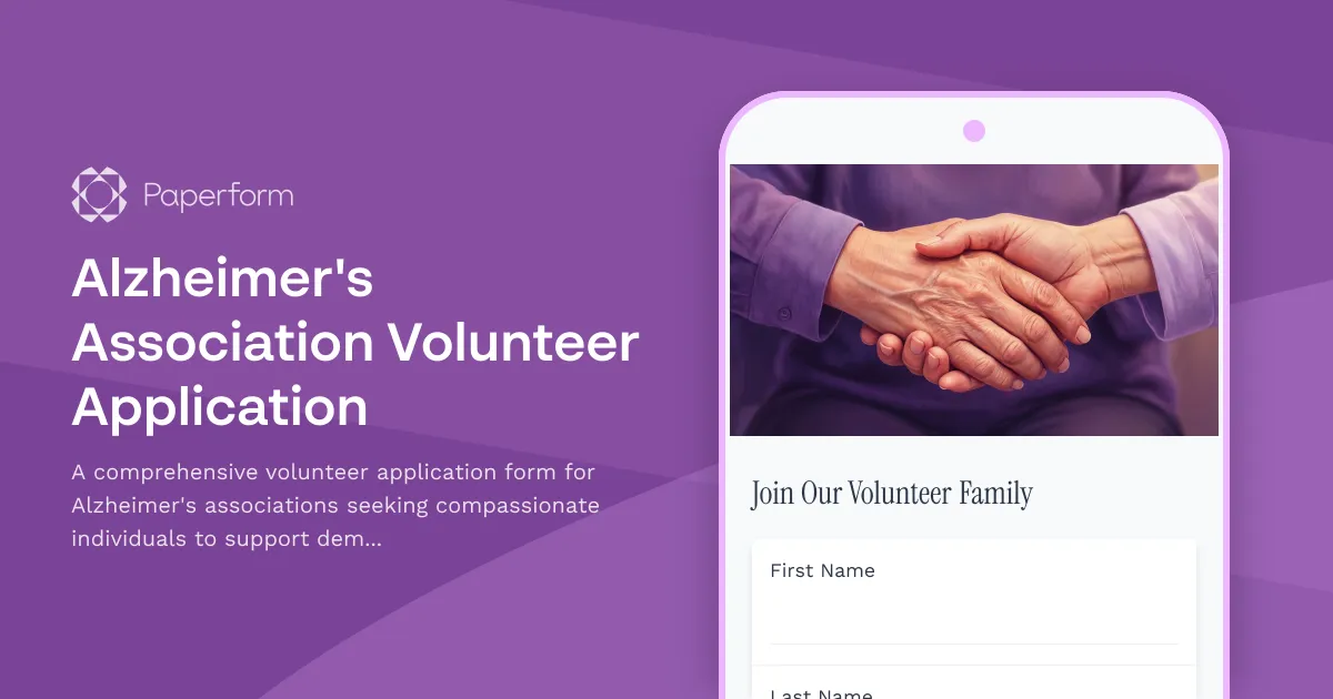 Alzheimer's Association Volunteer Application