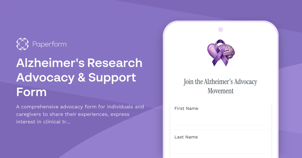 Alzheimer's Research Advocacy & Support Form