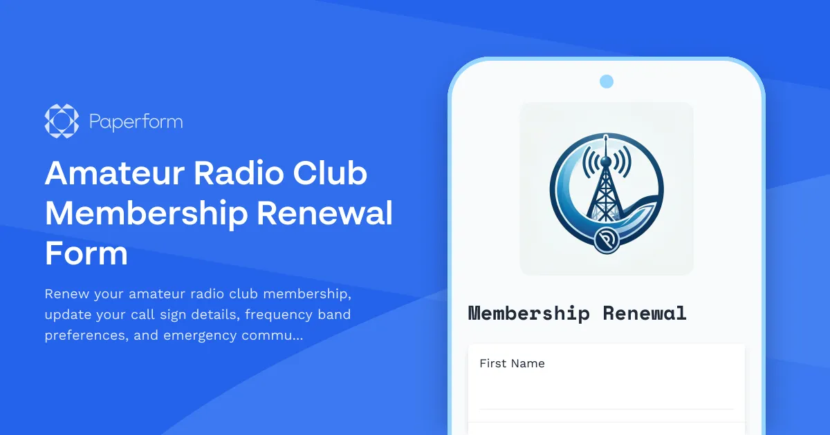 Amateur Radio Club Membership Renewal Form