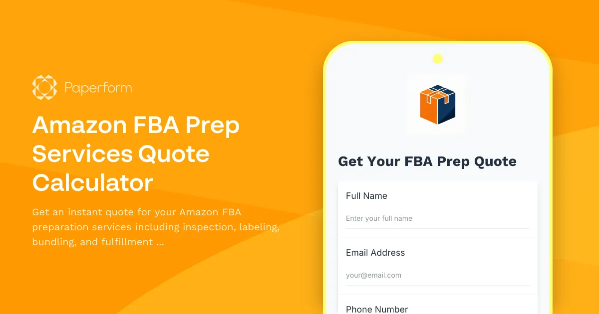 Amazon FBA Prep Services Quote Calculator