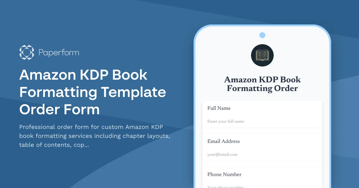 Amazon KDP Book Formatting Template Order Form