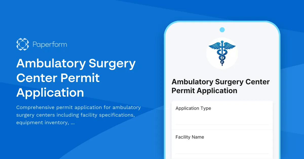Ambulatory Surgery Center Permit Application