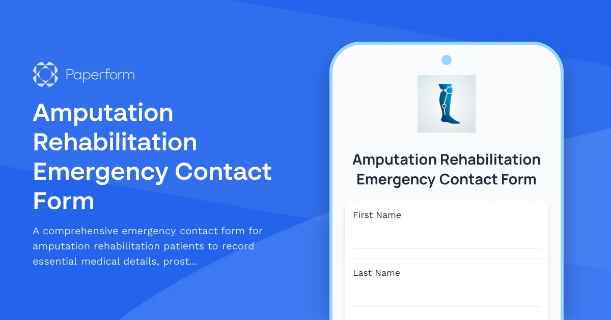 Amputation Rehabilitation Emergency Contact Form