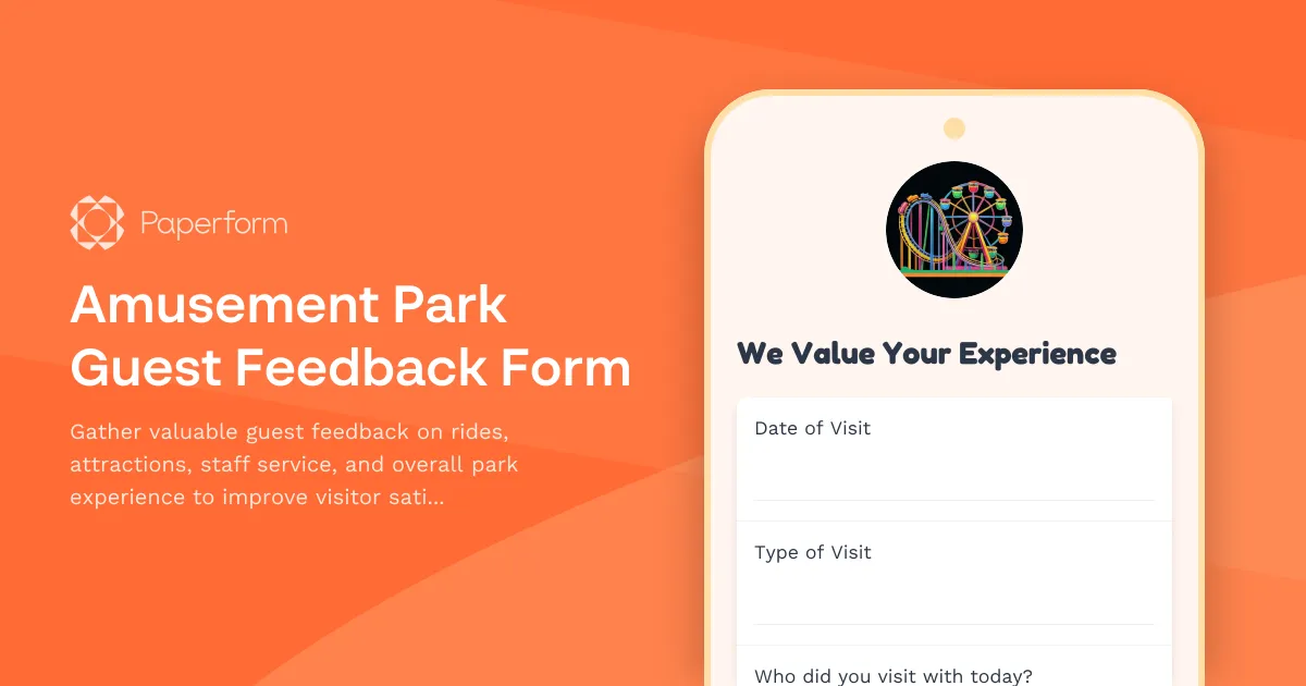 Amusement Park Guest Feedback Form